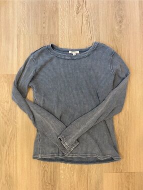 Z Supply Arlet Long Sleeve Waffle Top - Dusty Blue